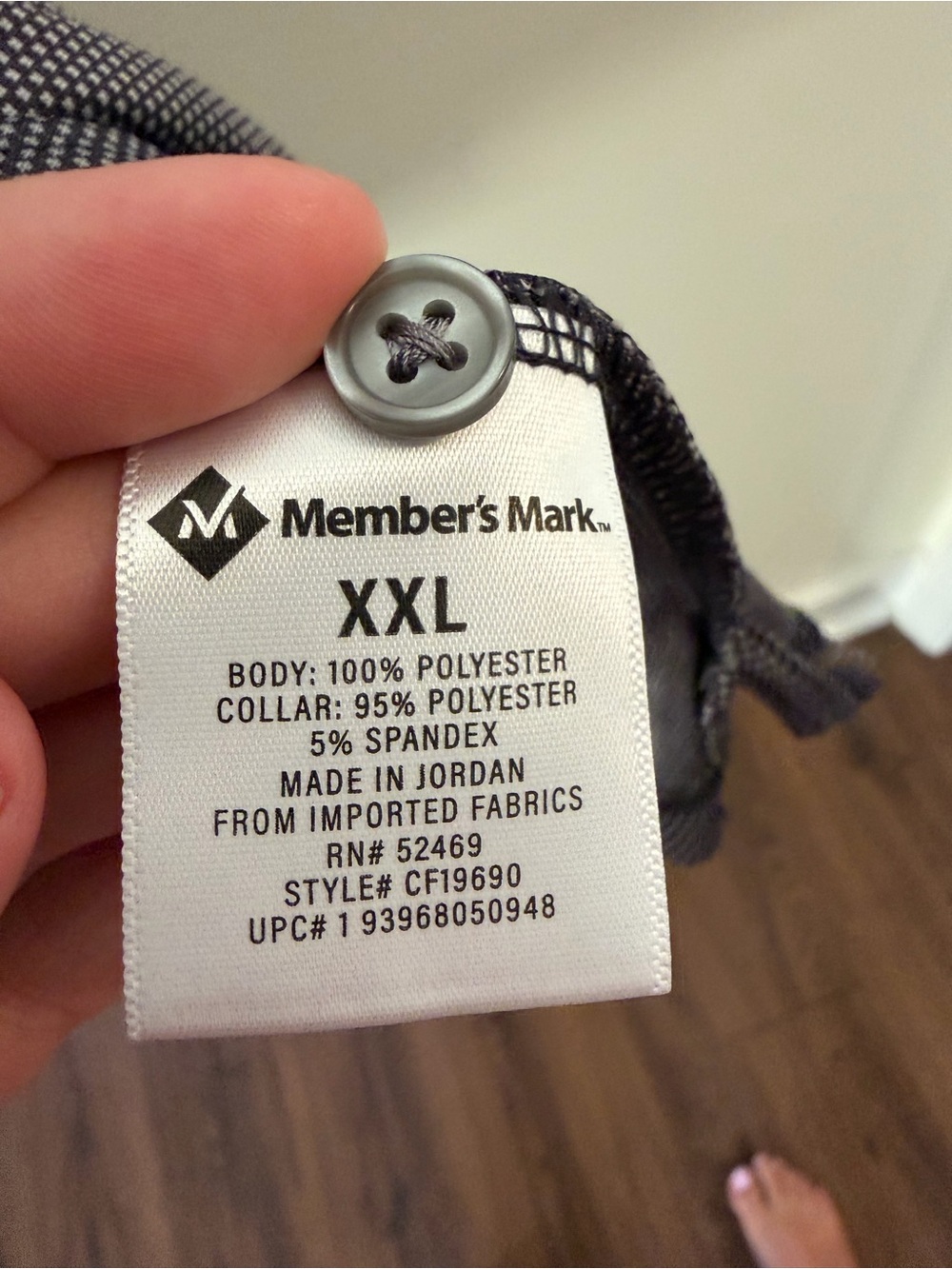 Member’s Mark Luxe Polo Men’s XXL Gray Micro Dot Performance Shirt - Picture 5 of 7